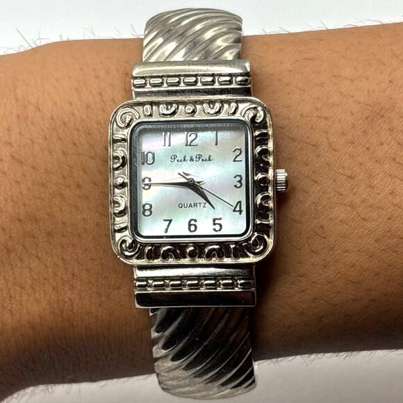 Silver Peck & Peck Cuff Watch - Picture 1 of 4